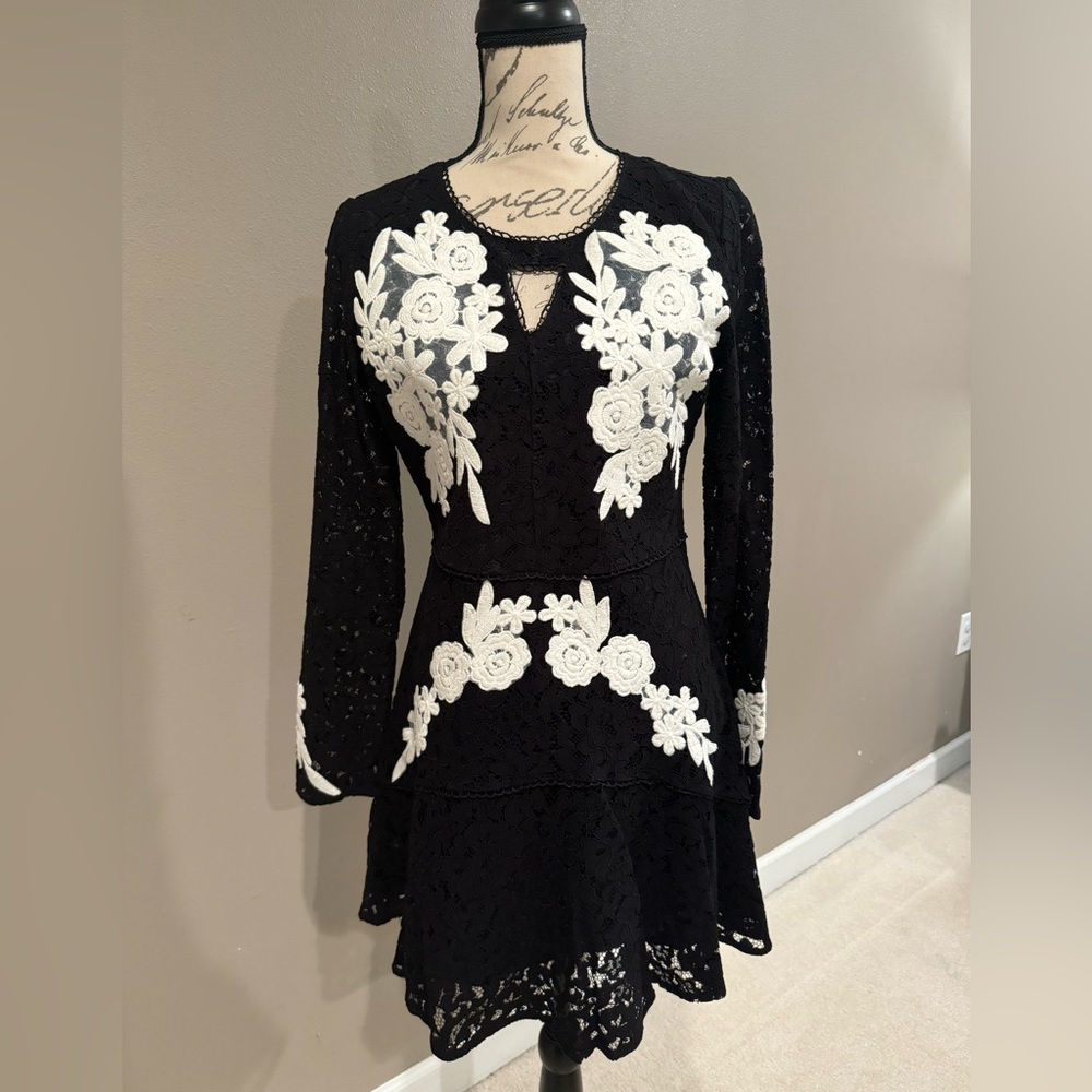 Free Generation Large lace black mini dress